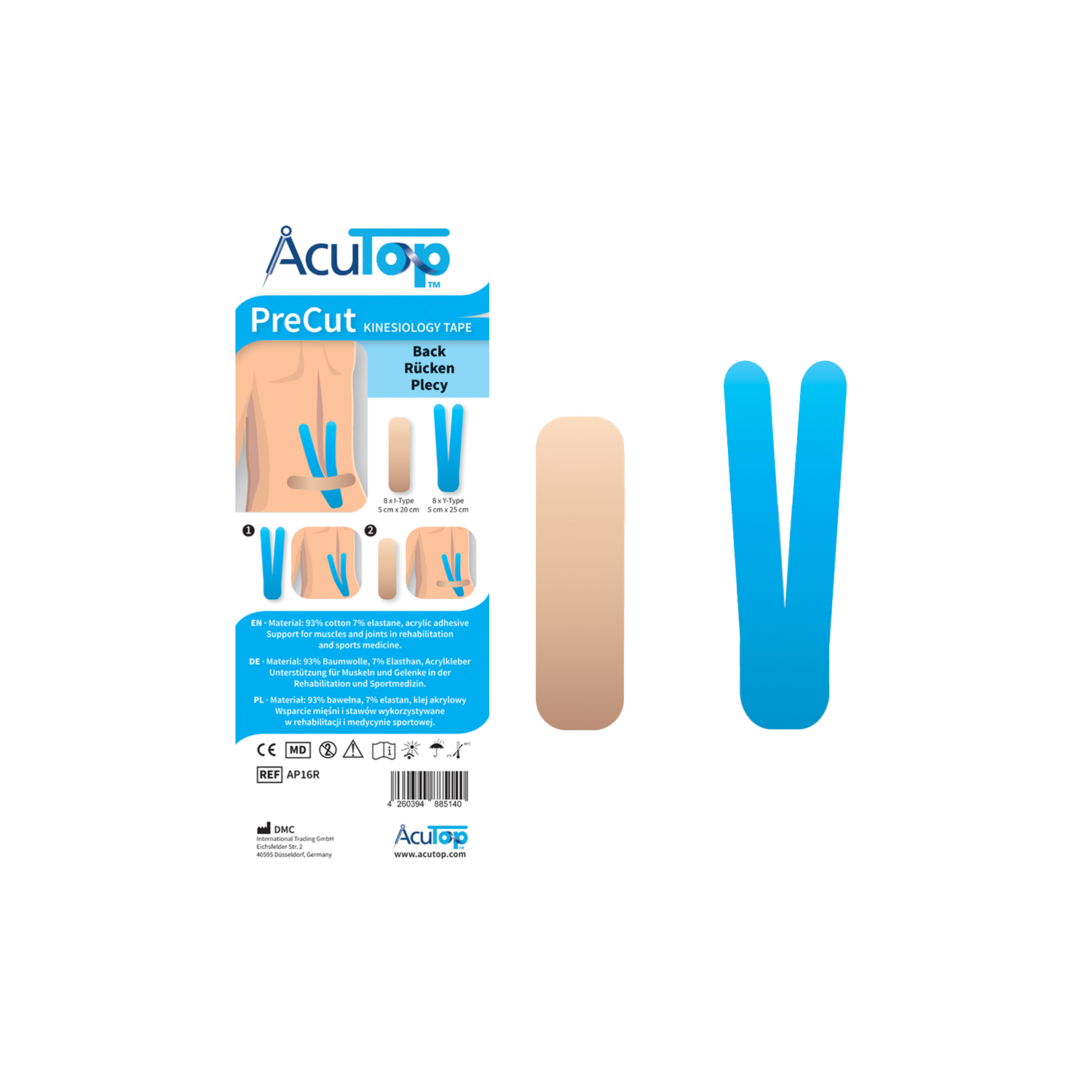 AcuTop PreCut Kinesiologitejp, rygg