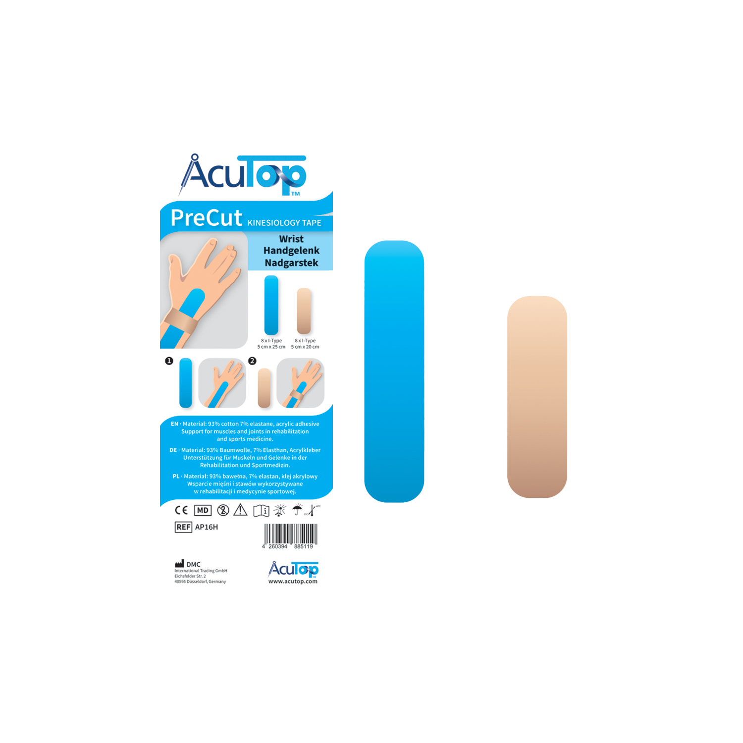 AcuTop PreCut Kinesiologitejp, handled