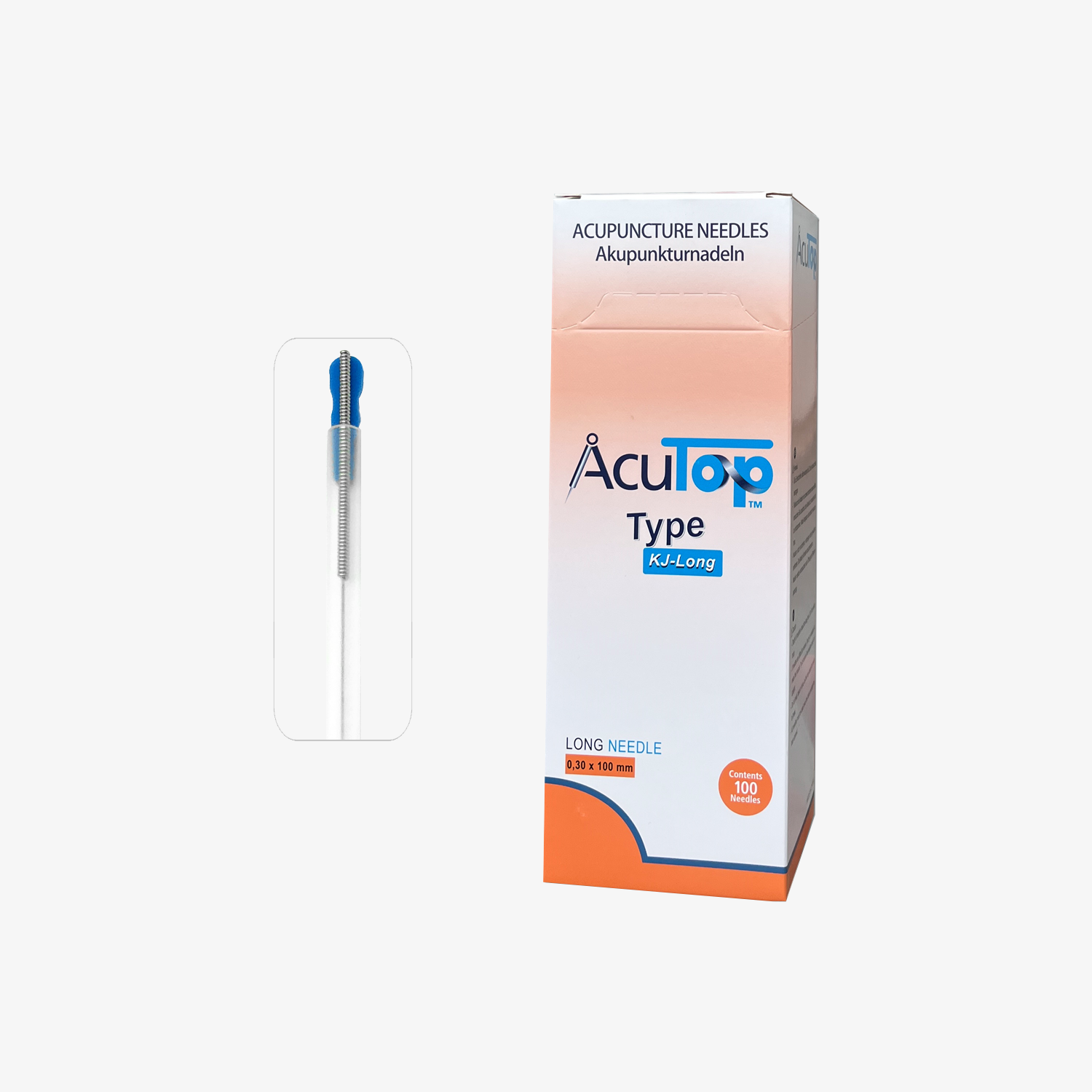 AcuTop Dry Needle 0,30x100 mm (KJ-Long), silikon med hylsa