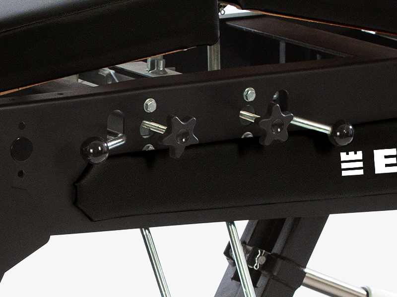 Justerbara spänningsreglage för varje drop på båda sidor av bänken